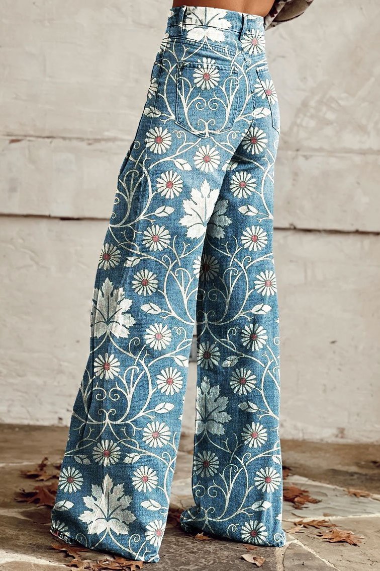 Severine - 3D Retro Broek Met Wijde Pijpen