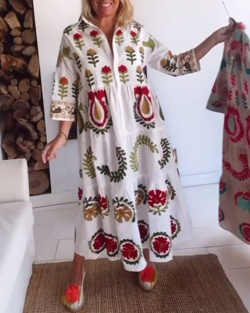 Gracina - Grafische jurk met bloemenprint