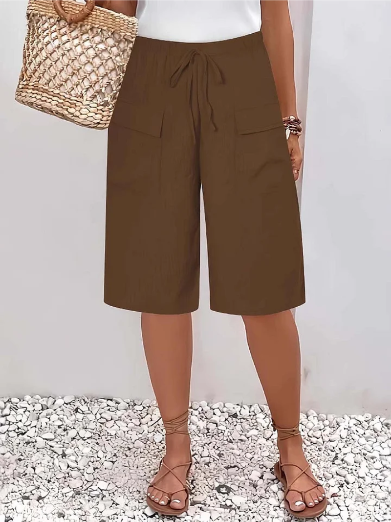 Aomira - Korte Damesbroek met Elastische Taille en Zakken