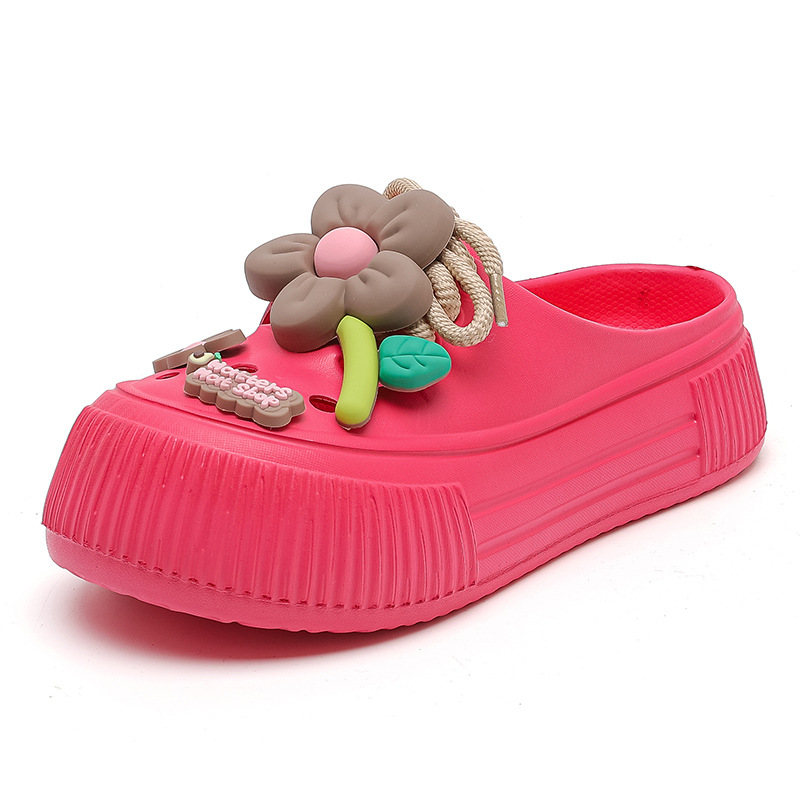 Auralie - Ademende pantoffels met bloemendecoratie