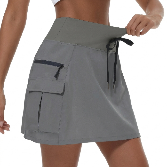 Fioreva - Sportieve hoge taille shortrok voor dames met ritszakken