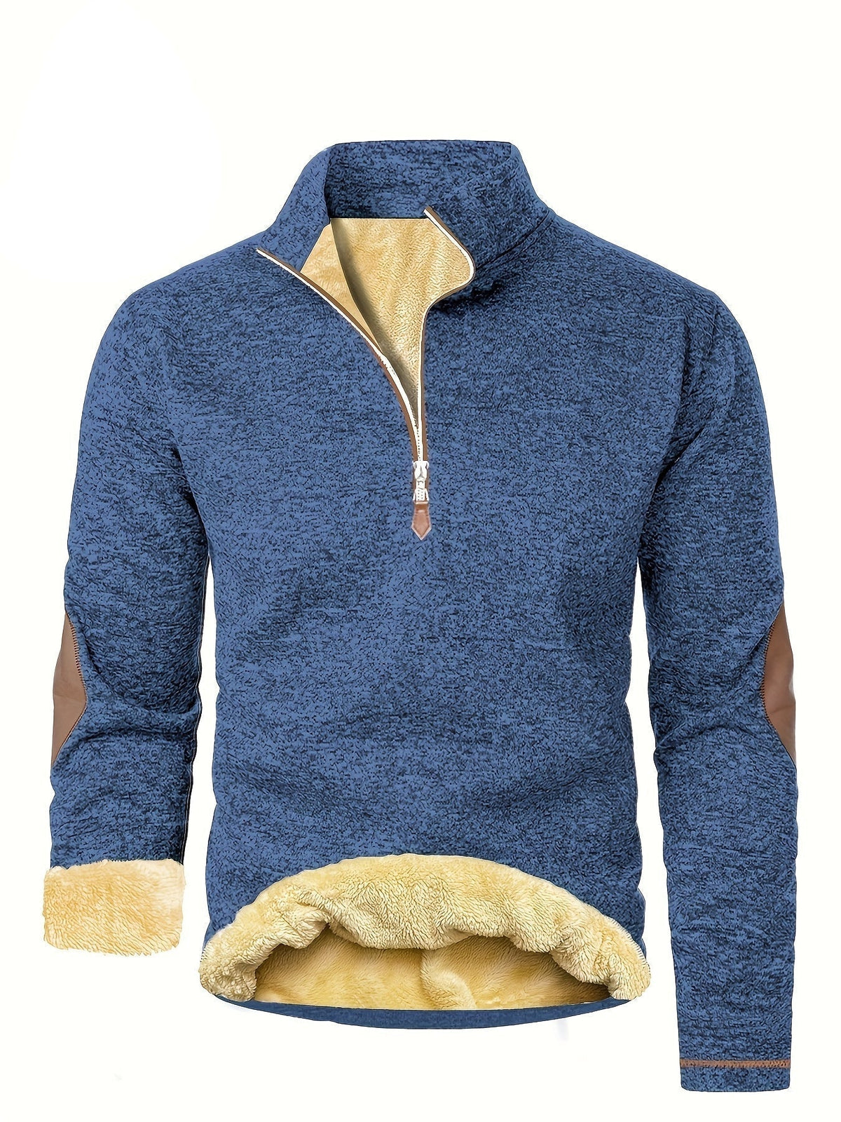 Damian - Fleece trui voor mannen met opstaande kraag en warme voering