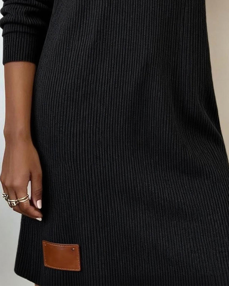 Helisora - Elegante Jurk met Lange Mouwen en Hoge Kraag