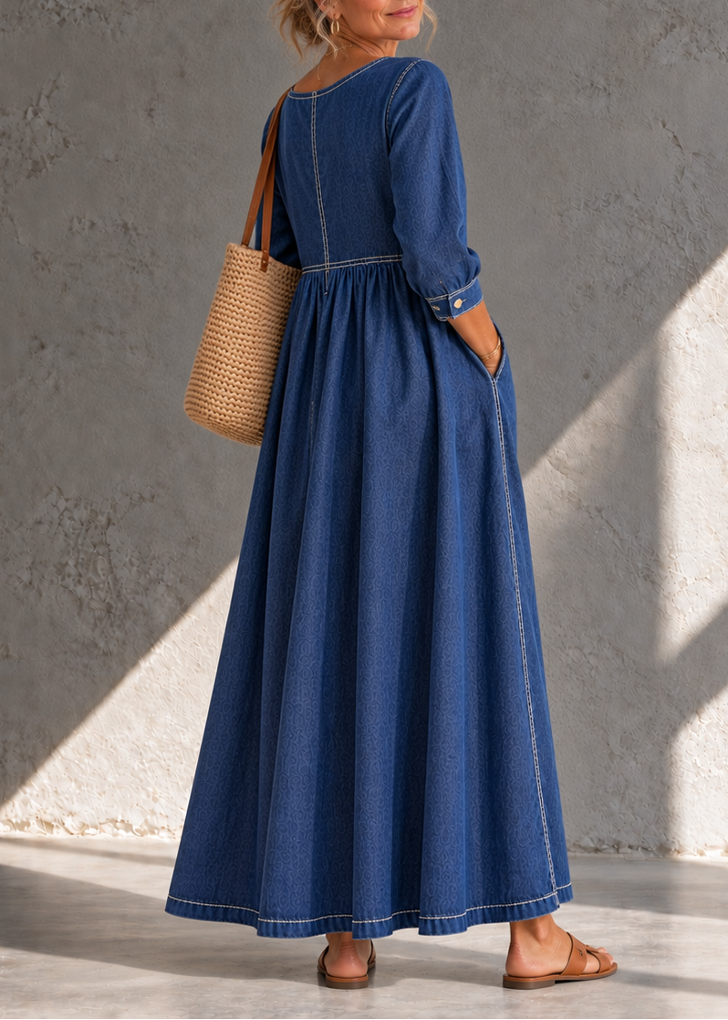 Beatrijs - Midi jurk voor dames in vintage denim