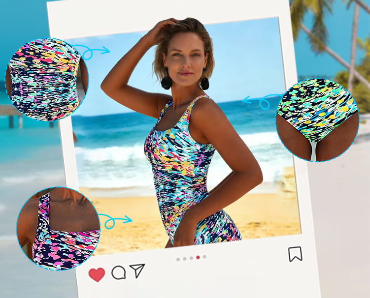 Kinsley - Eénstuk Badpak met Multikleurige Grafische Print