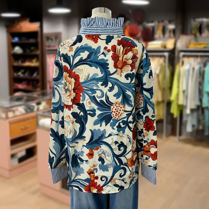 Marvella - Bloemige Vintage Elegante Blouse
