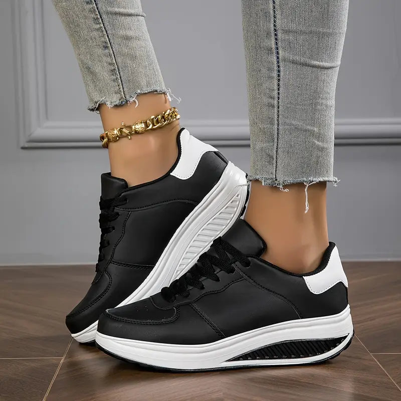 Brelina - Dames sneakers met plateauzool en veters van synthetisch leer voor dagelijks comfort