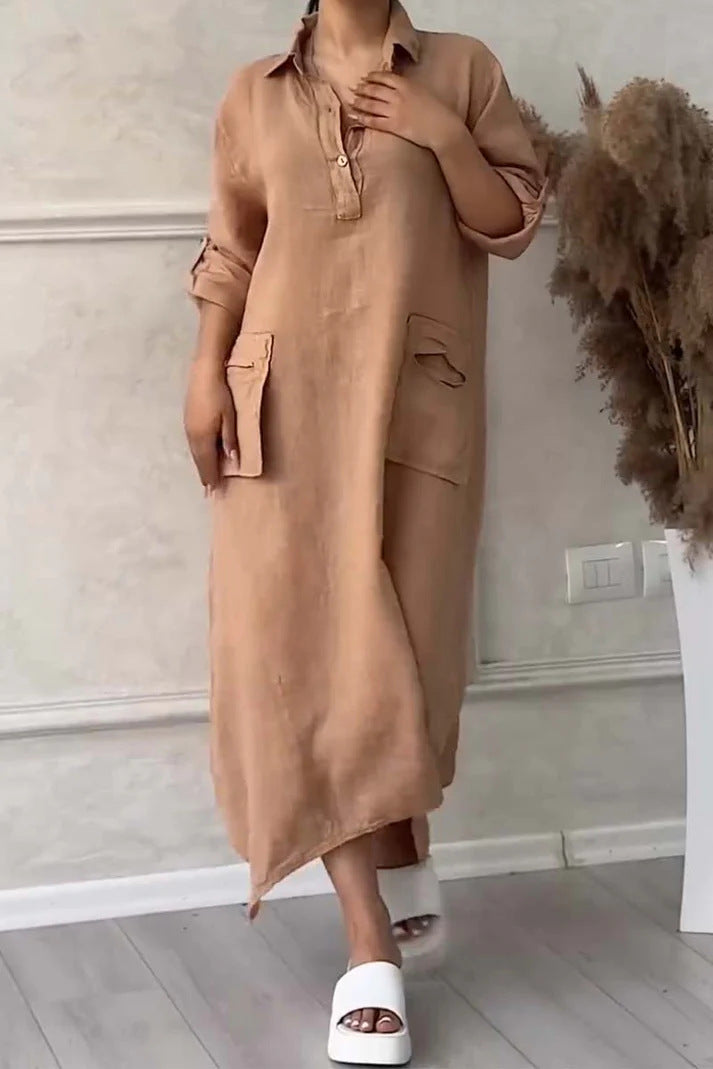 Leontine - Dames maxi-jurk van linnen en katoen