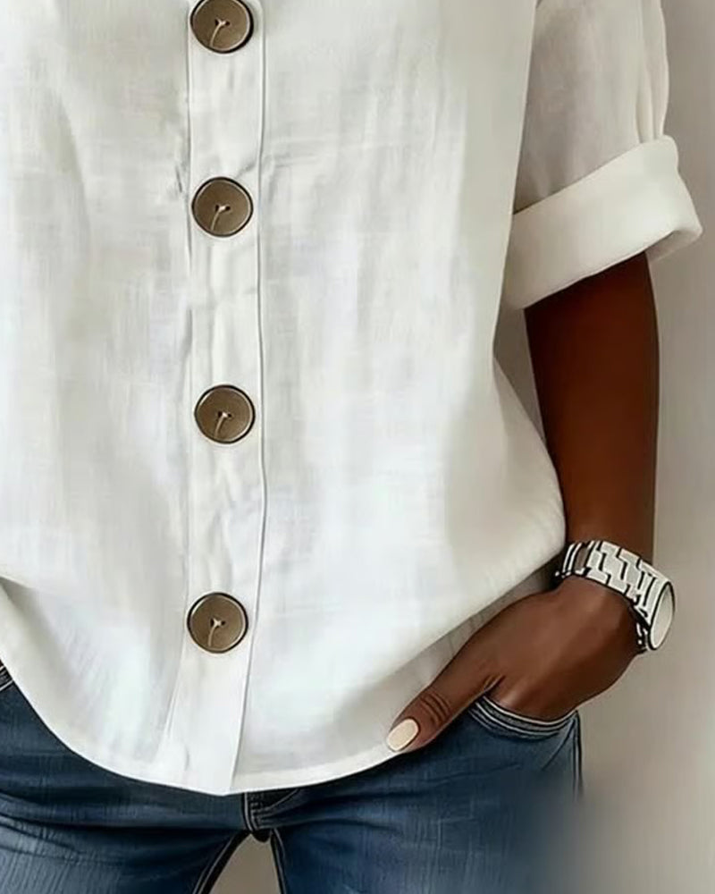 Pavixa - Dames Lichte Blouse met Knopen Vloeiende Snit voor de Zomer