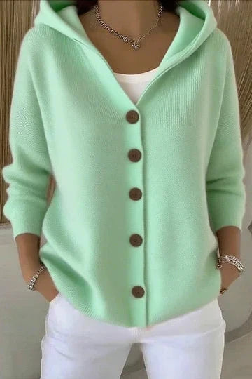 Laraine - Dames hoodie cardigan met knopen en ruime pasvorm