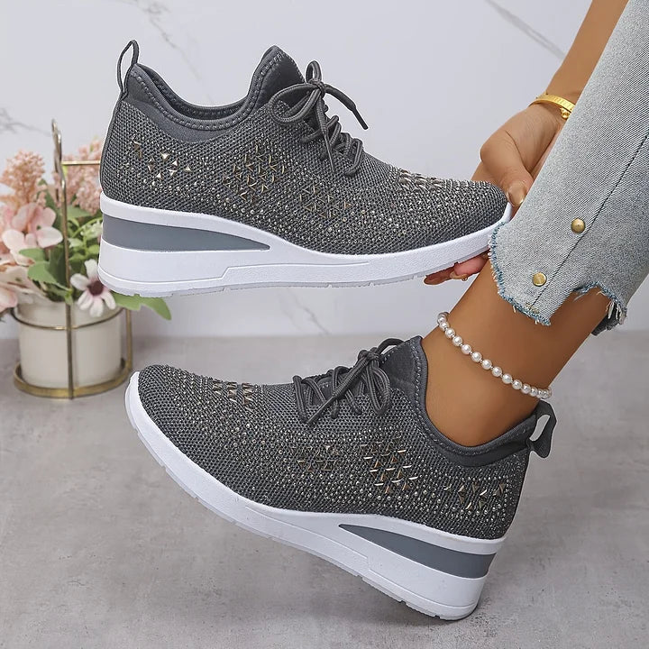 Esmeralda - Dames sneakers met comfortabele hak en ademend mesh