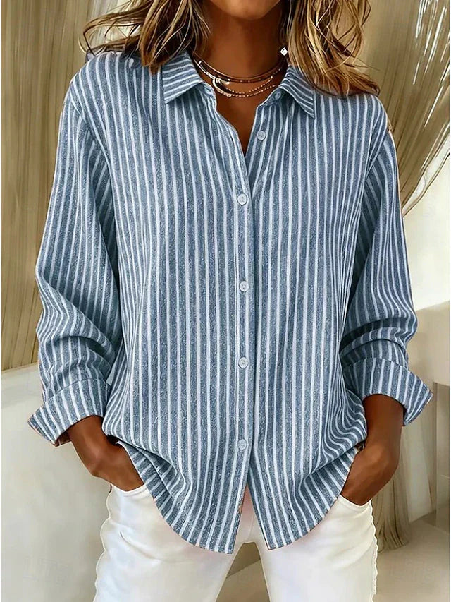 Kalessa - Casual Gestreepte Blouse met Lange Mouwen