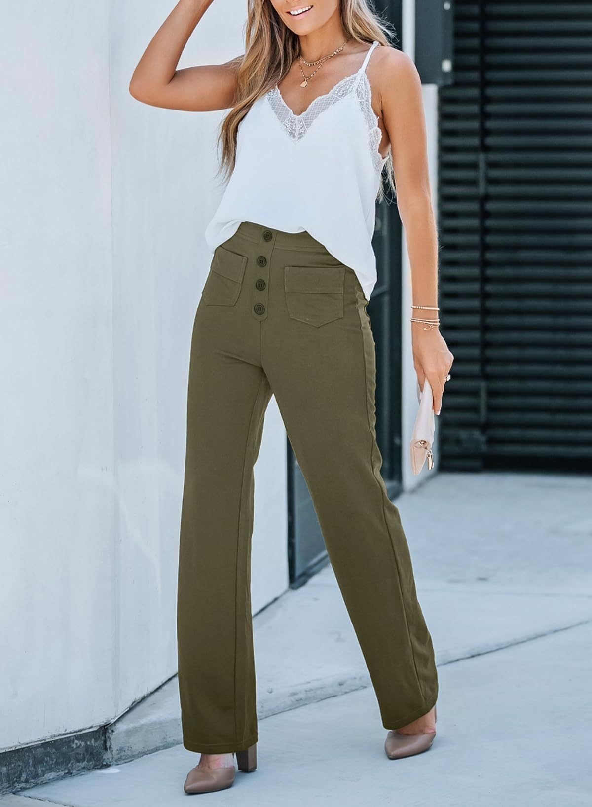 Nara - Hoge stretch - rechte broek met hoge taille