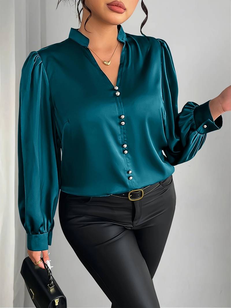 Thaliravelle - Elegante Blouse met Puffmouwen en V-hals