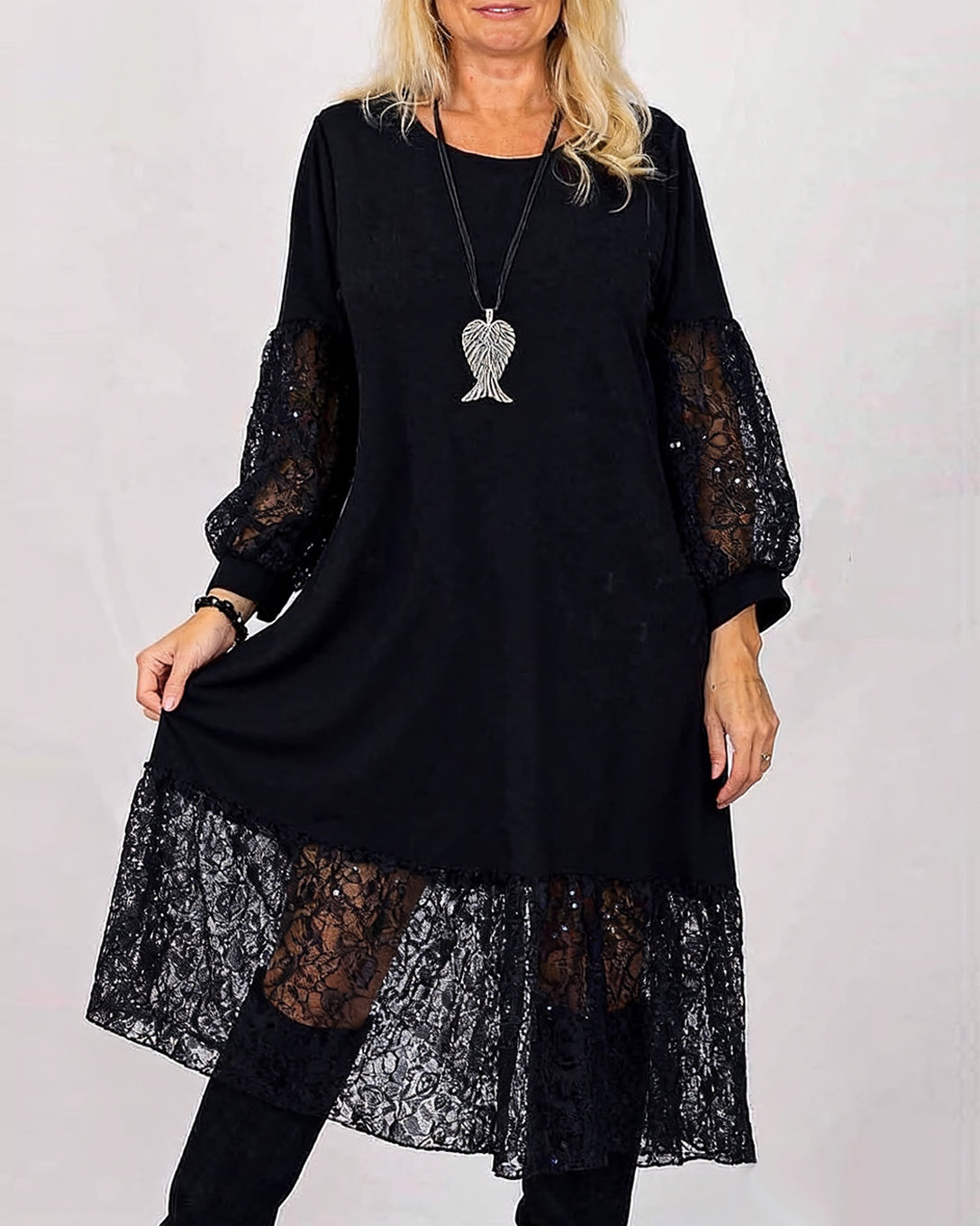 Marisellea - Elegante Patchwork Kant Jurk