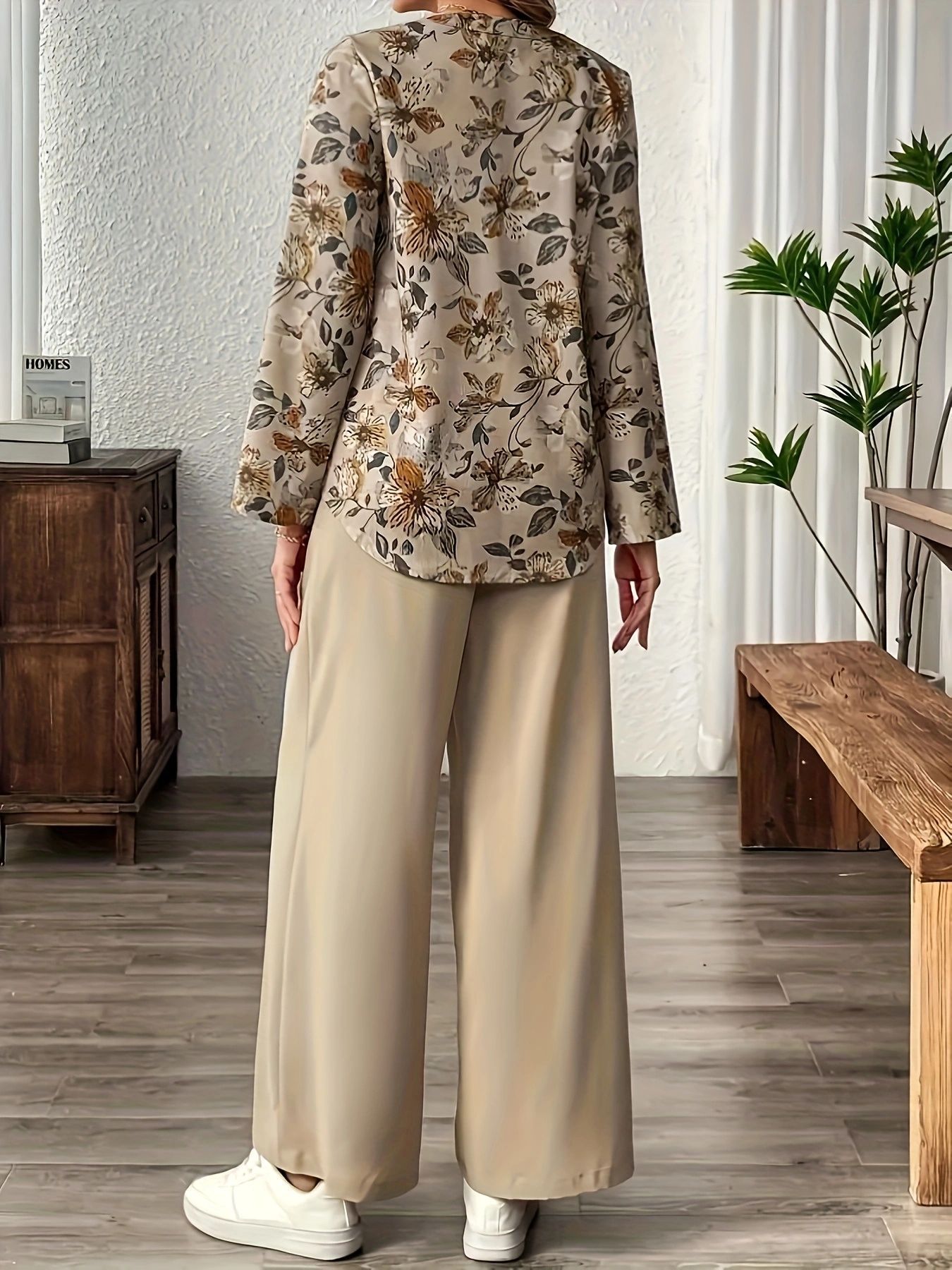 Cynellea - Dames set met bloemenblouse en chique luchtige broek voor dagelijks gebruik
