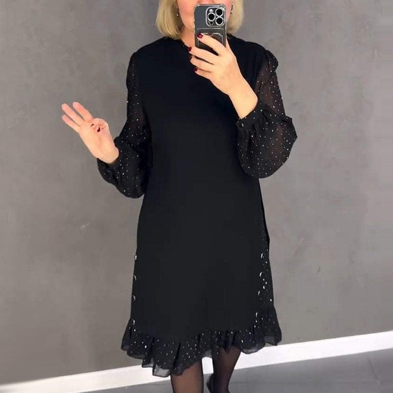 Thessariae - Elegante Robe met Kristallen en Ronde Hals