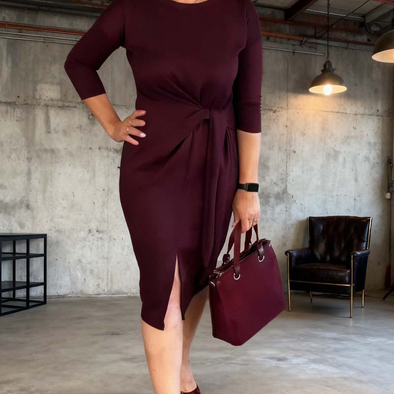 Marialisse - Elegante Midi-Jurk met Strik en Chique Split
