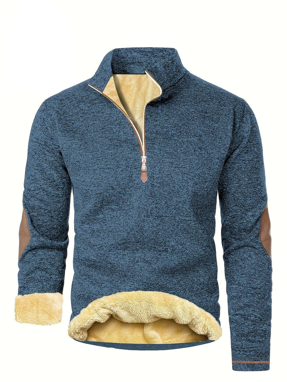 Damian - Fleece trui voor mannen met opstaande kraag en warme voering