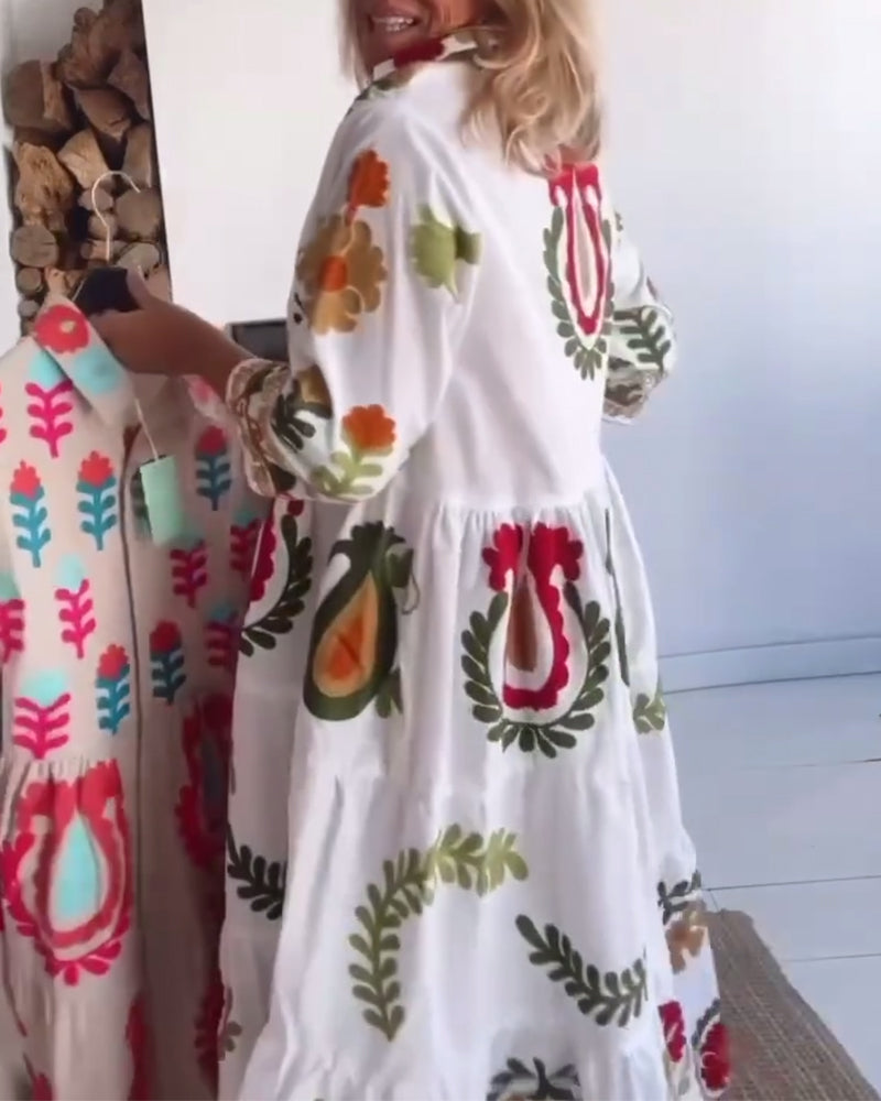 Gracina - Grafische jurk met bloemenprint