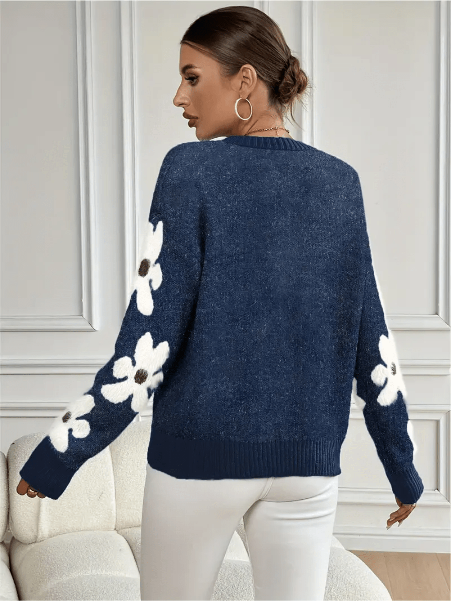 Nolira - Trui van Zacht Breiwerk met Elegante Bloemenprint