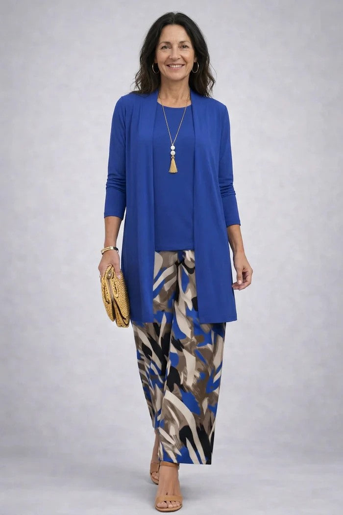 Maxine - Drie-delig damesensemble met elegante bedrukte cardigan