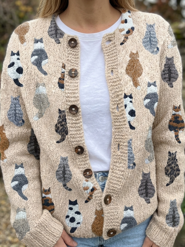 Madeline - Dames gebreide cardigan met knoopmotief
