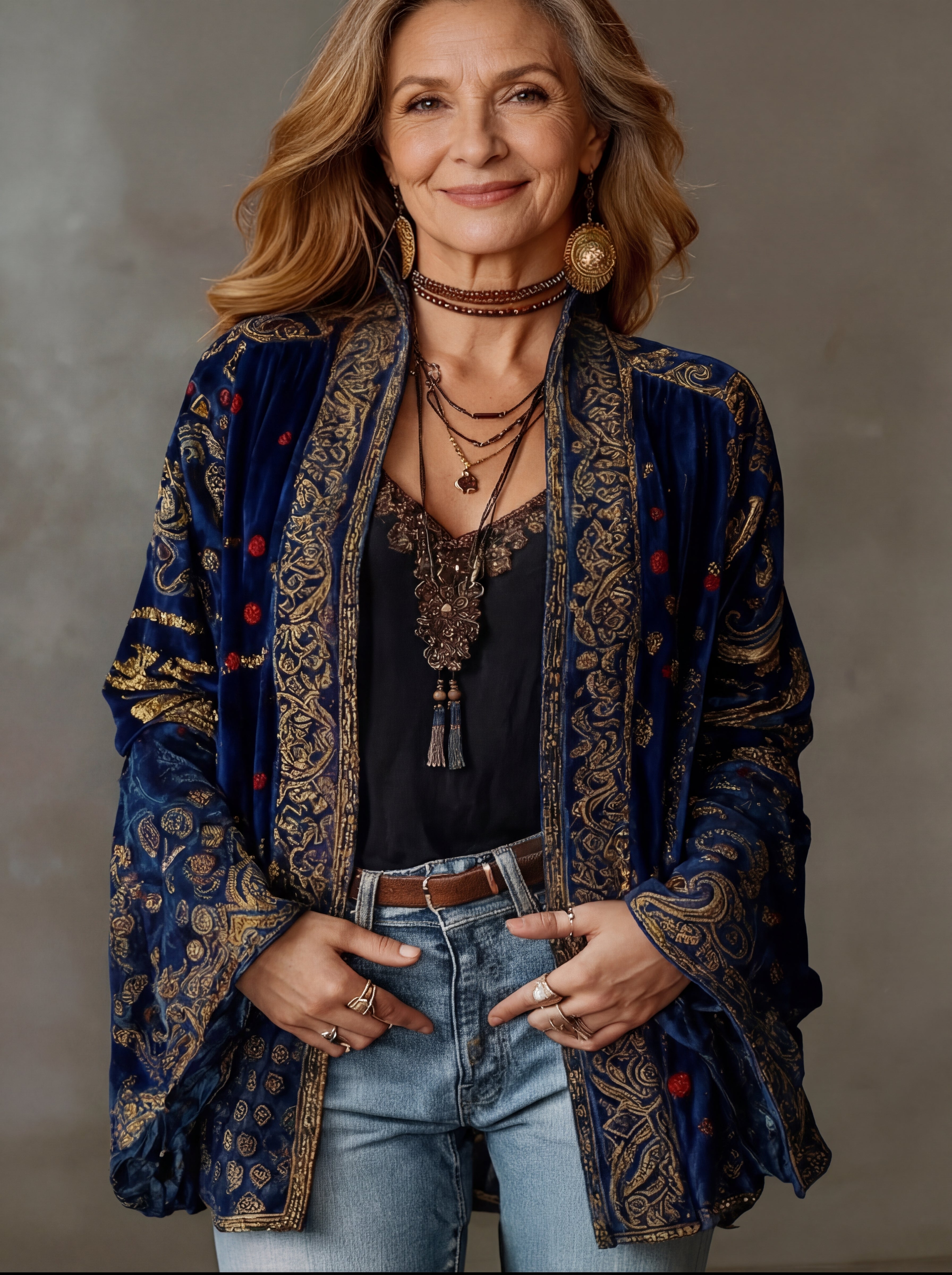 Ariana - Vrouwen Kimono Jas Vloeiend Bohemian Geborduurd Patroon Elegante Stijl