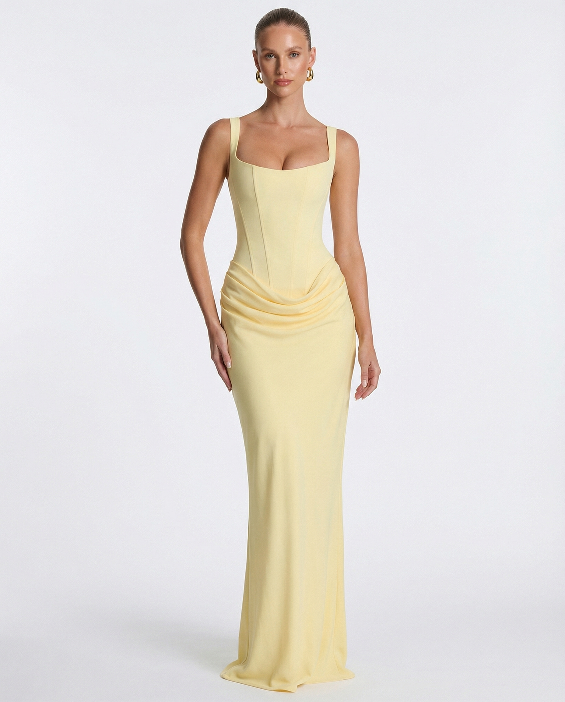 Elyndoria - Maxijurk voor dames, strakke pasvorm met een elegante en satijnen zandloper-effect