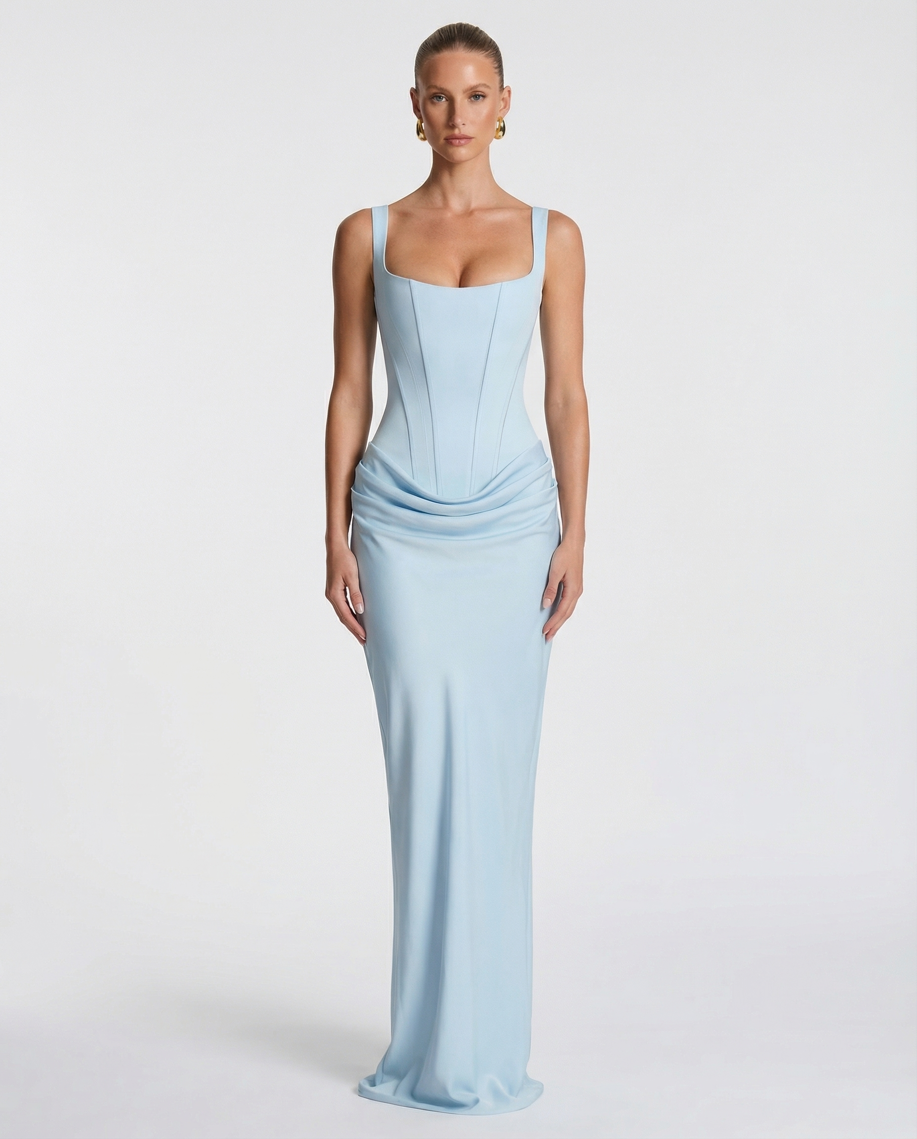 Elyndoria - Maxijurk voor dames, strakke pasvorm met een elegante en satijnen zandloper-effect