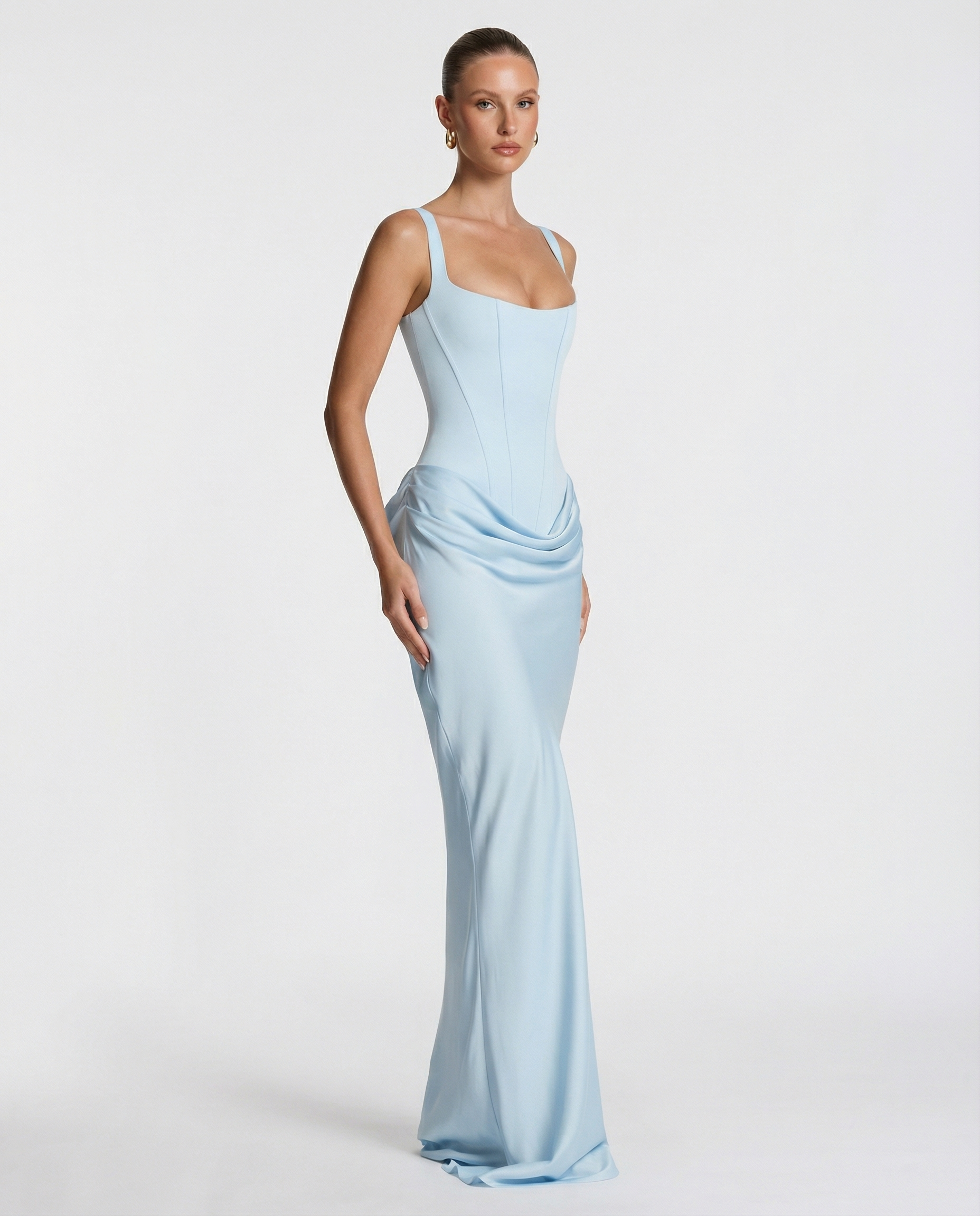 Elyndoria - Maxijurk voor dames, strakke pasvorm met een elegante en satijnen zandloper-effect