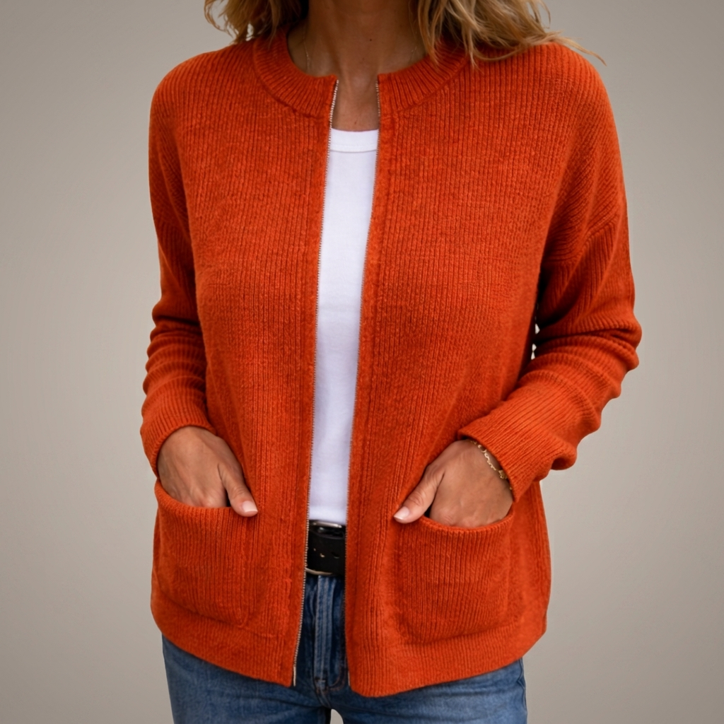 Fenne - Dames vest van zacht breiwerk met ritssluiting