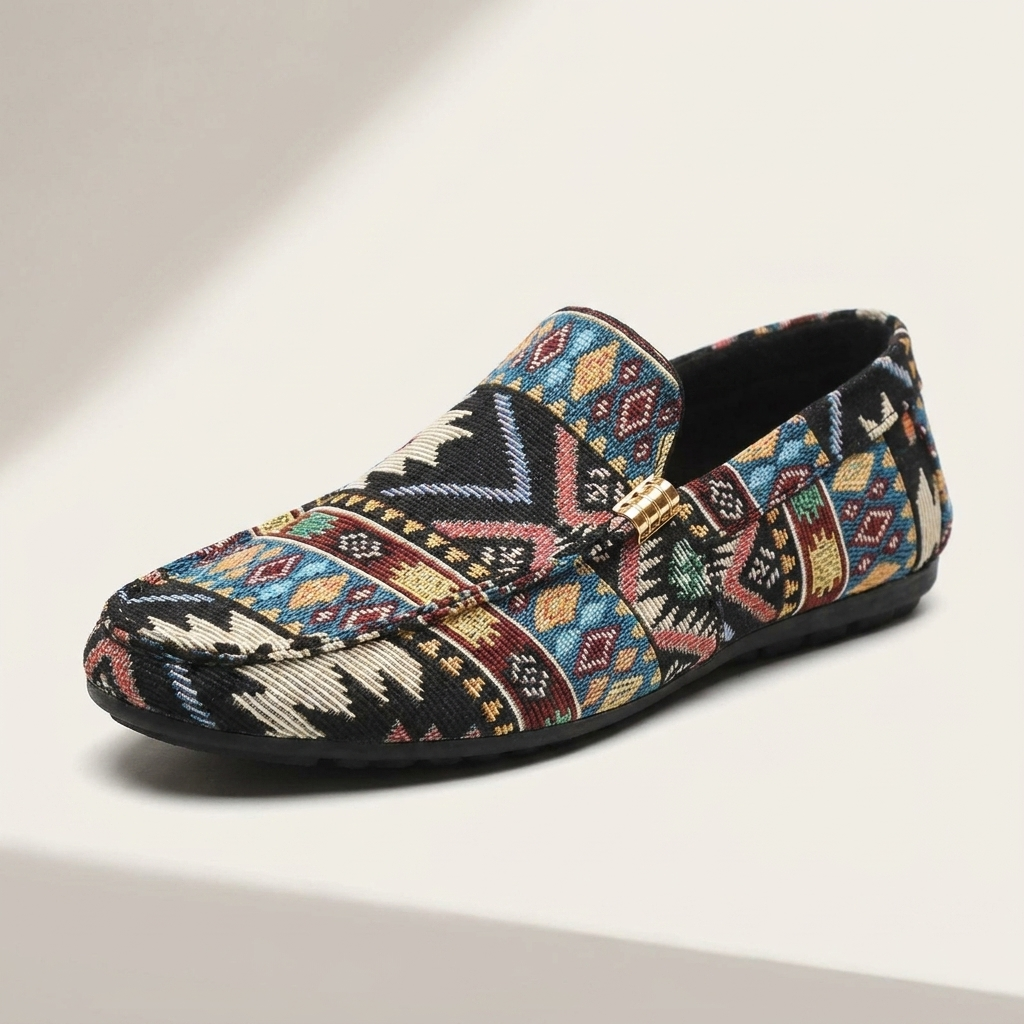 Mathis - Comfortabele heren mocassins met etnisch patroon