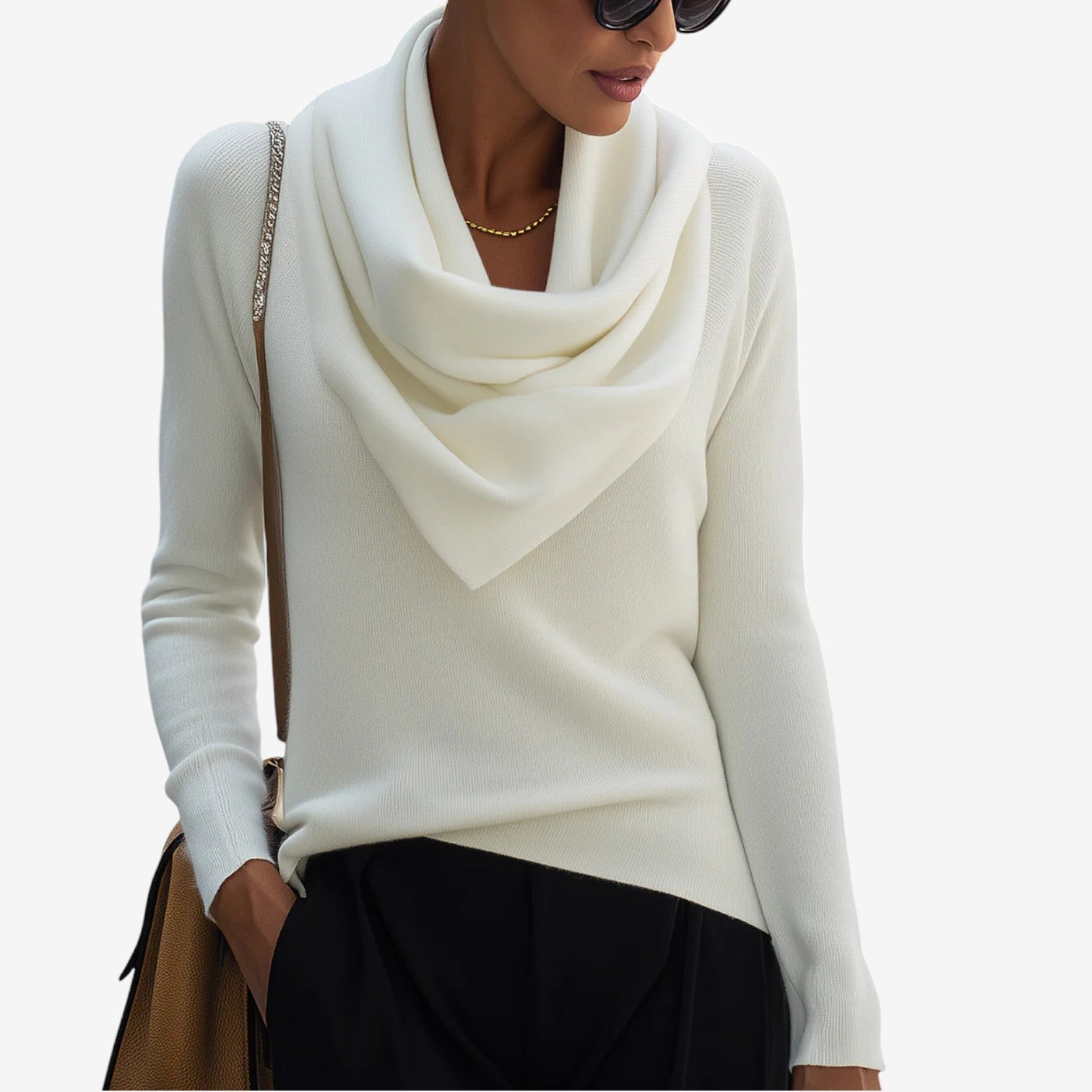 Kaliravine - Elegante Trui met Drapé Kraag
