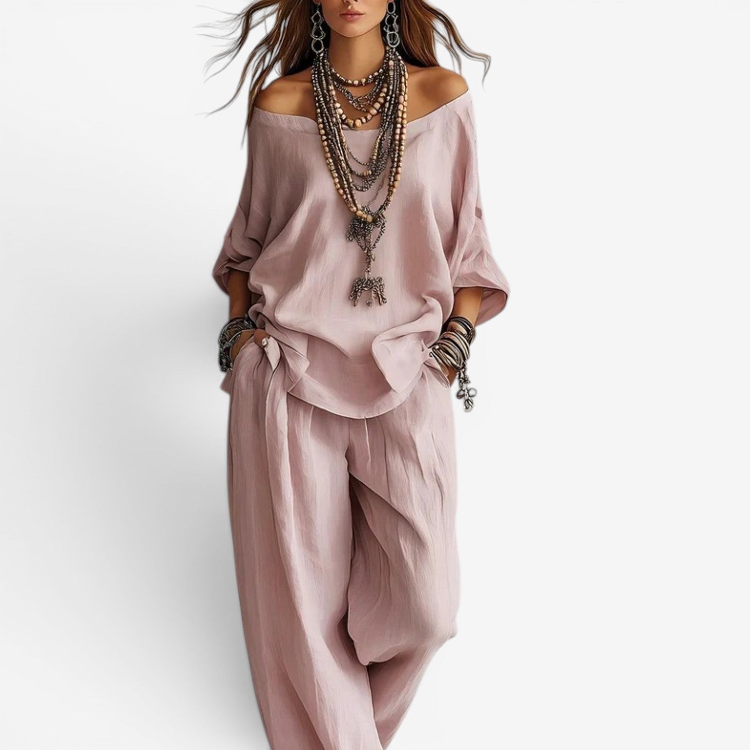 Ozelith - Boheemse damesoutfit vloeiend chique en casual stijl