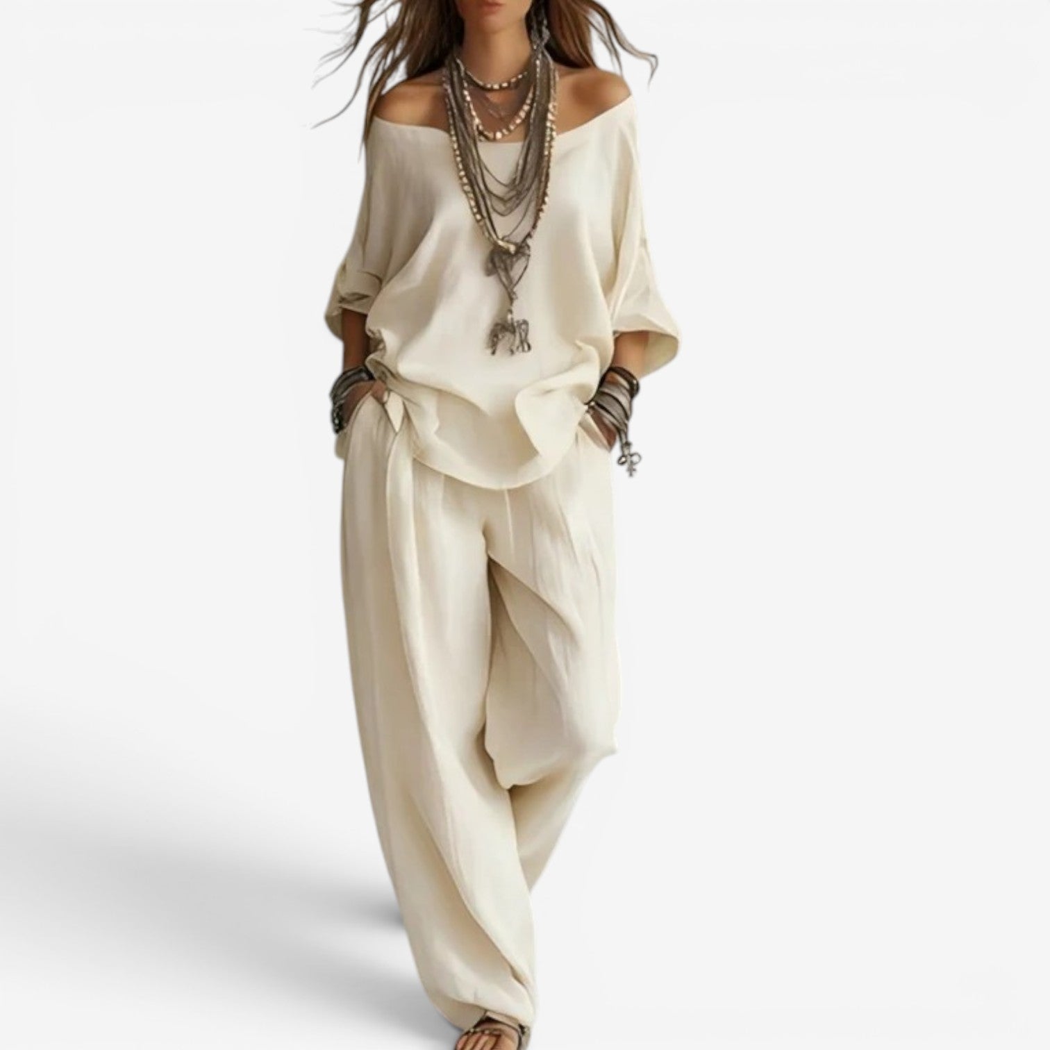 Ozelith - Boheemse damesoutfit vloeiend chique en casual stijl