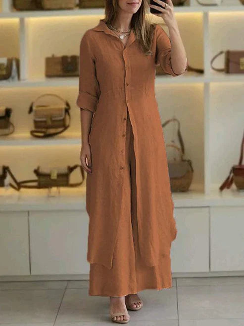 Hilary - Casual set van katoen en linnen