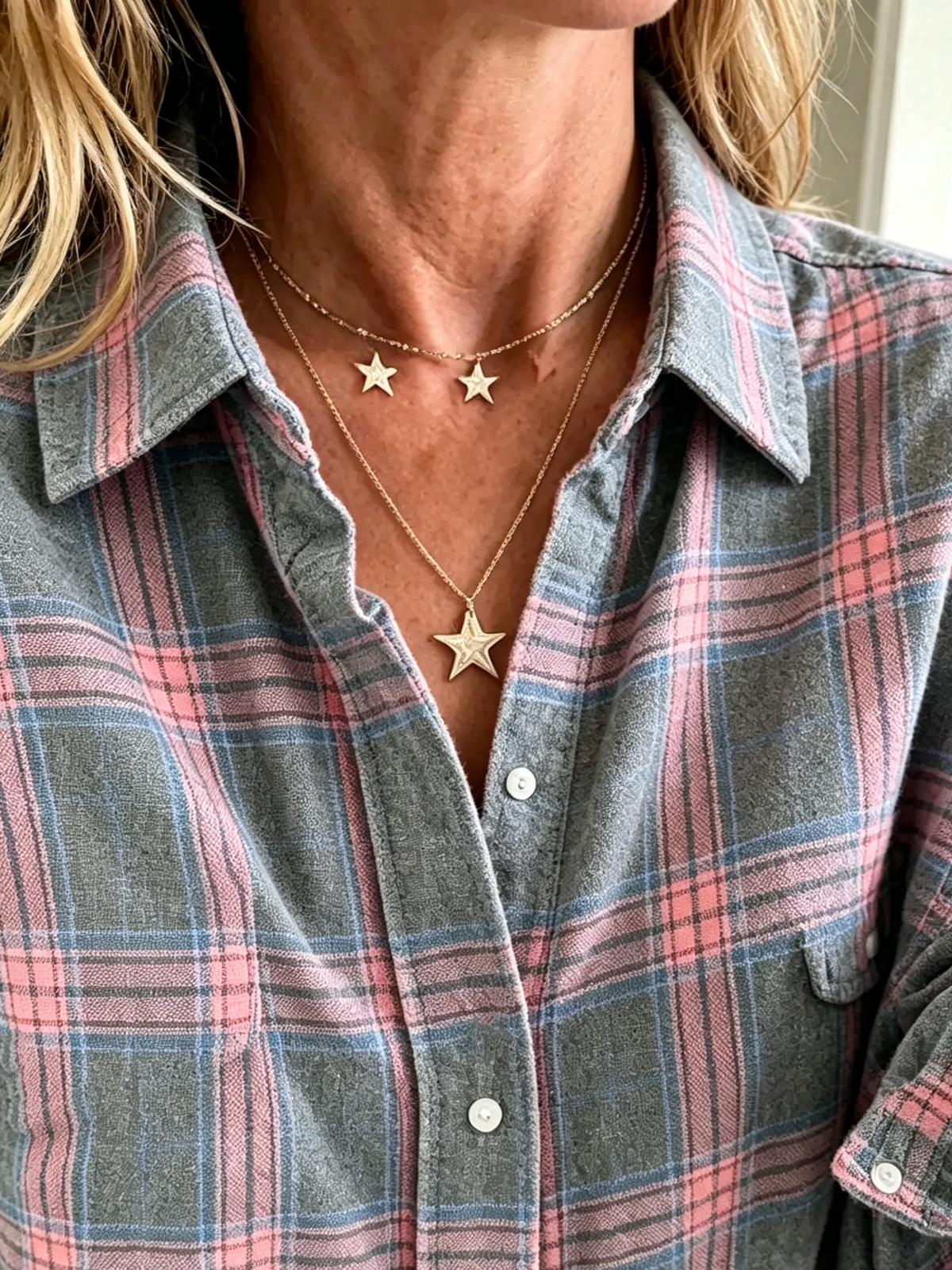 Oona - Oversized dameshemd met geruit patroon en knoopzakken