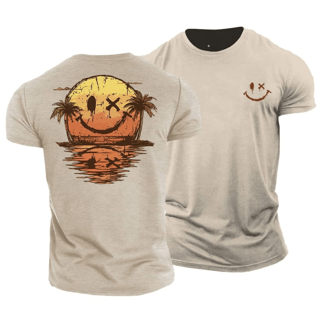 Corvin - Groene T-shirt voor mannen met zomerse smiley-print