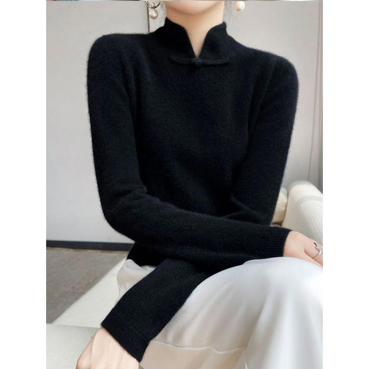 Jovienna - Elegante Wintertrui met Hoge Kraag en Vintage Sluiting
