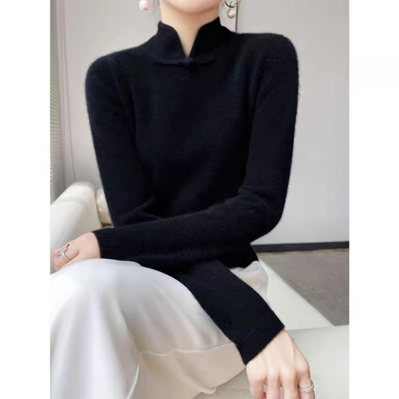 Jovienna - Elegante Wintertrui met Hoge Kraag en Vintage Sluiting
