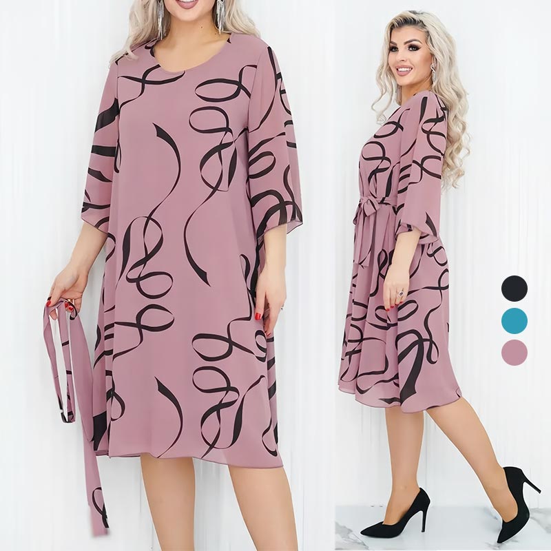 Blandine - Elegante Midi-Jurk met Geplooide Mouwen