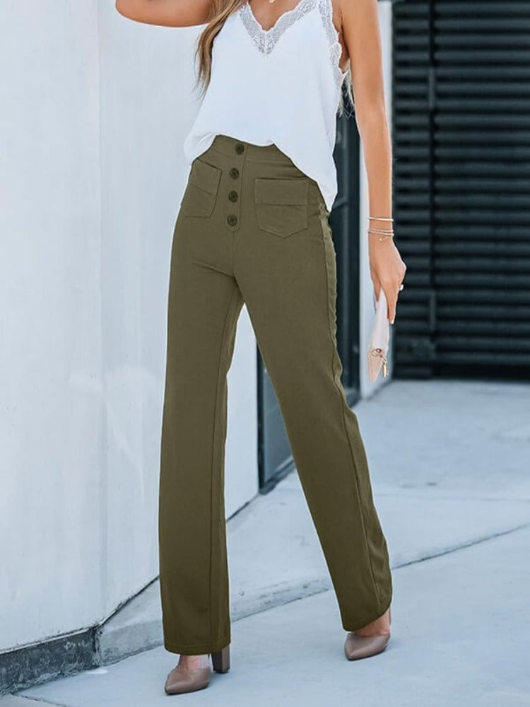 Nara - Hoge stretch - rechte broek met hoge taille