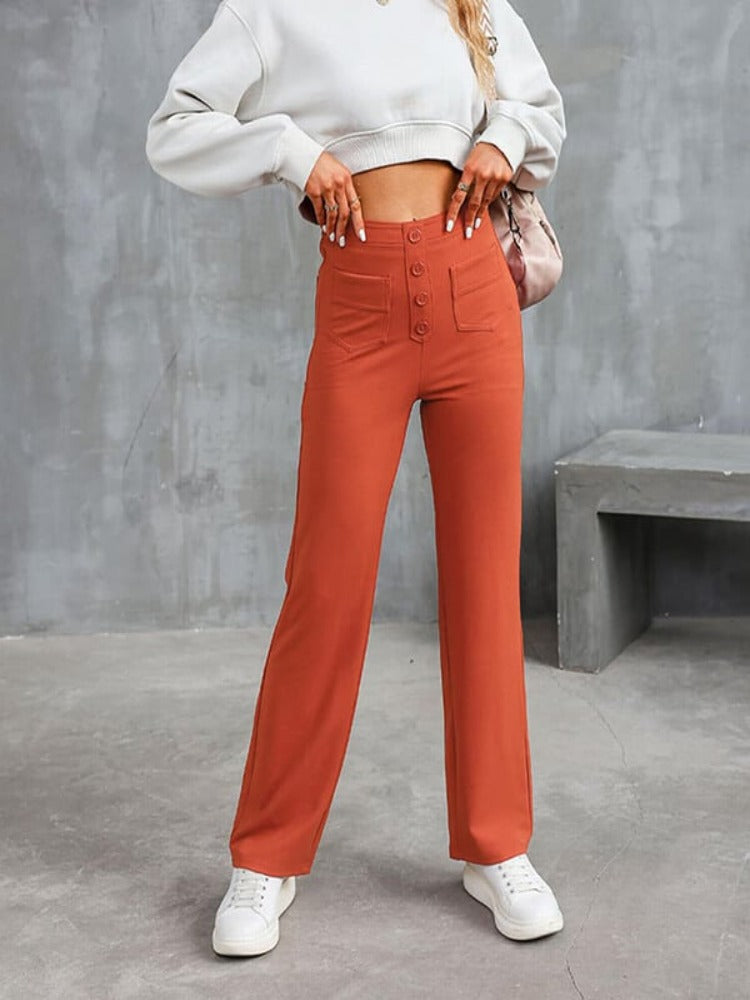 Nara - Hoge stretch - rechte broek met hoge taille