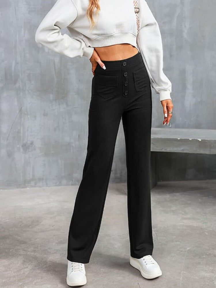 Nara - Hoge stretch - rechte broek met hoge taille