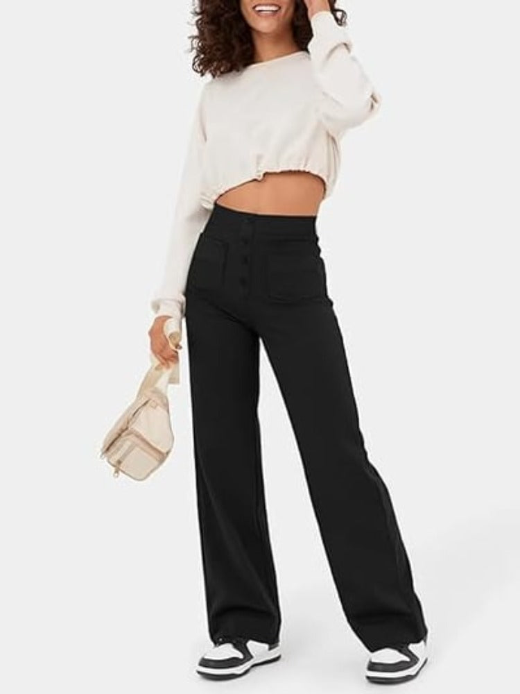 Nara - Hoge stretch - rechte broek met hoge taille