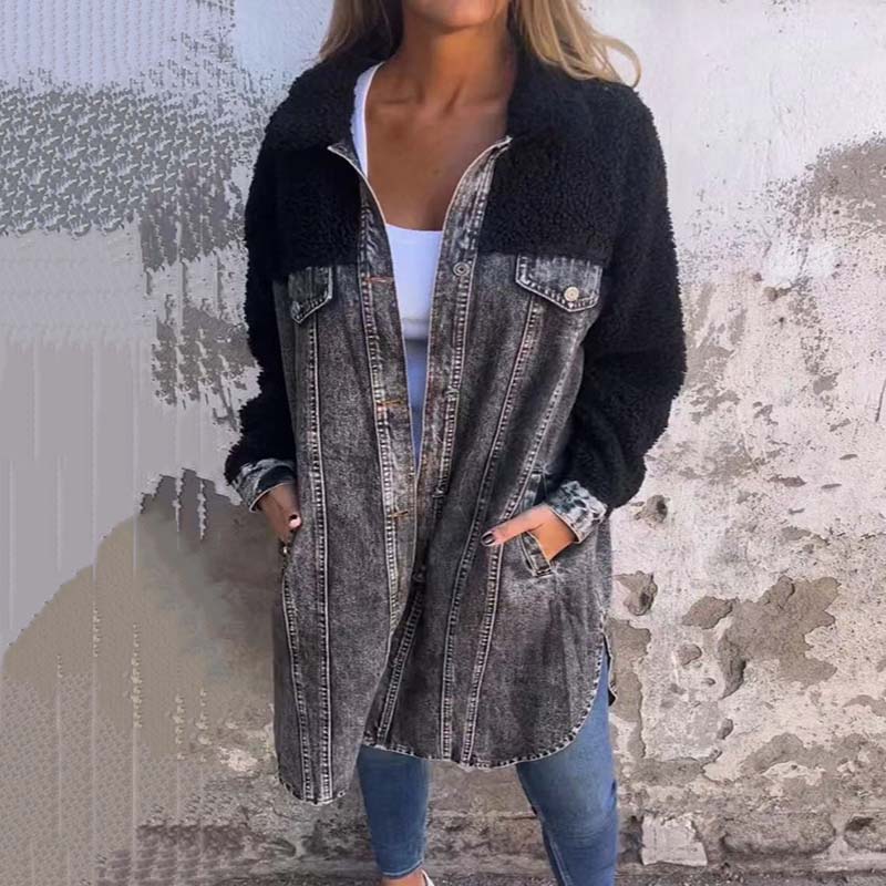 Nolette - Prachige jas met denim en teddy