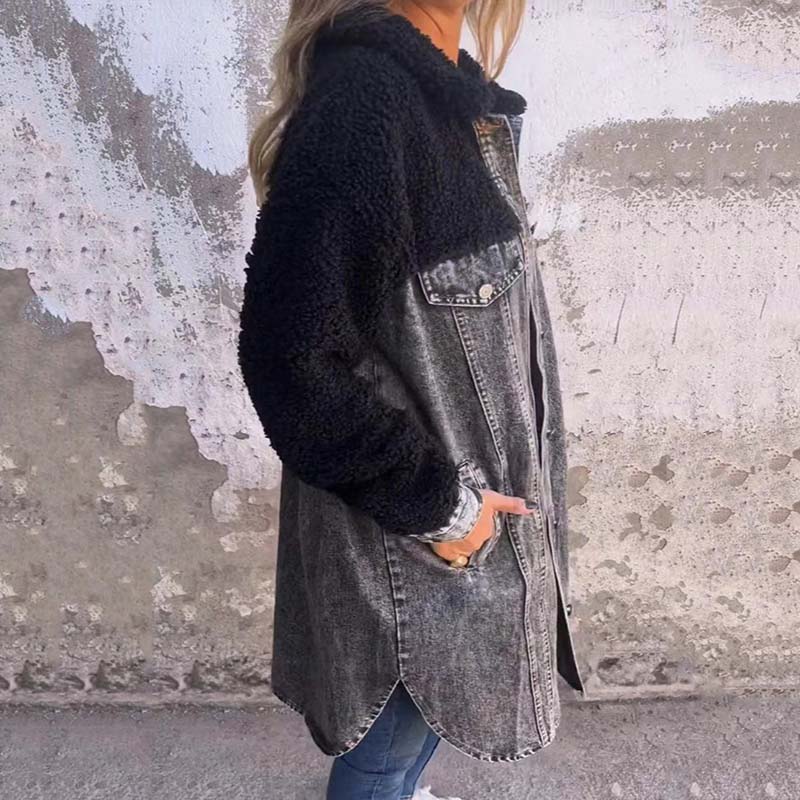 Nolette - Prachige jas met denim en teddy