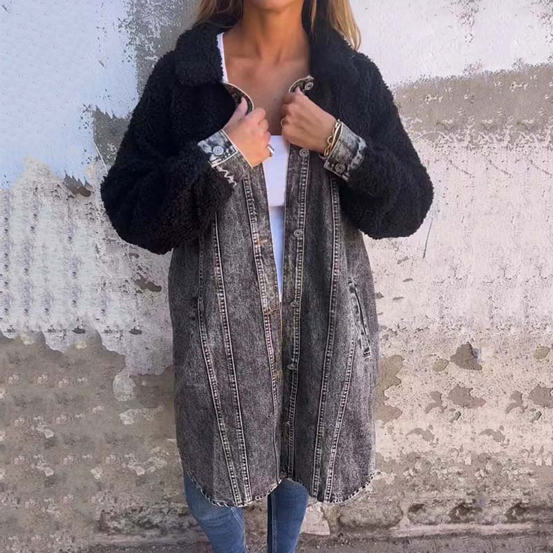 Nolette - Prachige jas met denim en teddy