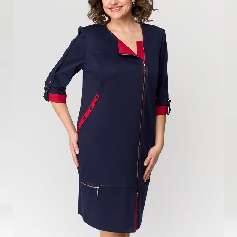 Hermine - Elegante Vrouwelijke Jurk met Zijrits